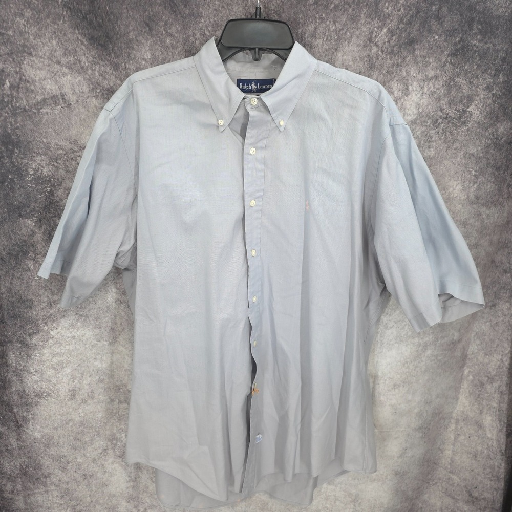 Ralph Lauren Shirt Mens XL Purple Button Down Pony Short Sleeve Casual Cotton *